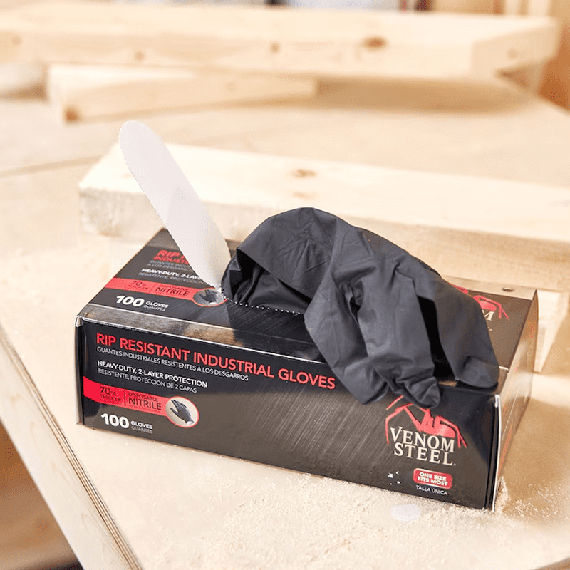 Heavy Duty One Size Fits All 100 -Count Textured -Grip Nitrile Disposable Cleaning Gloves 50 -Pairs - Image 3