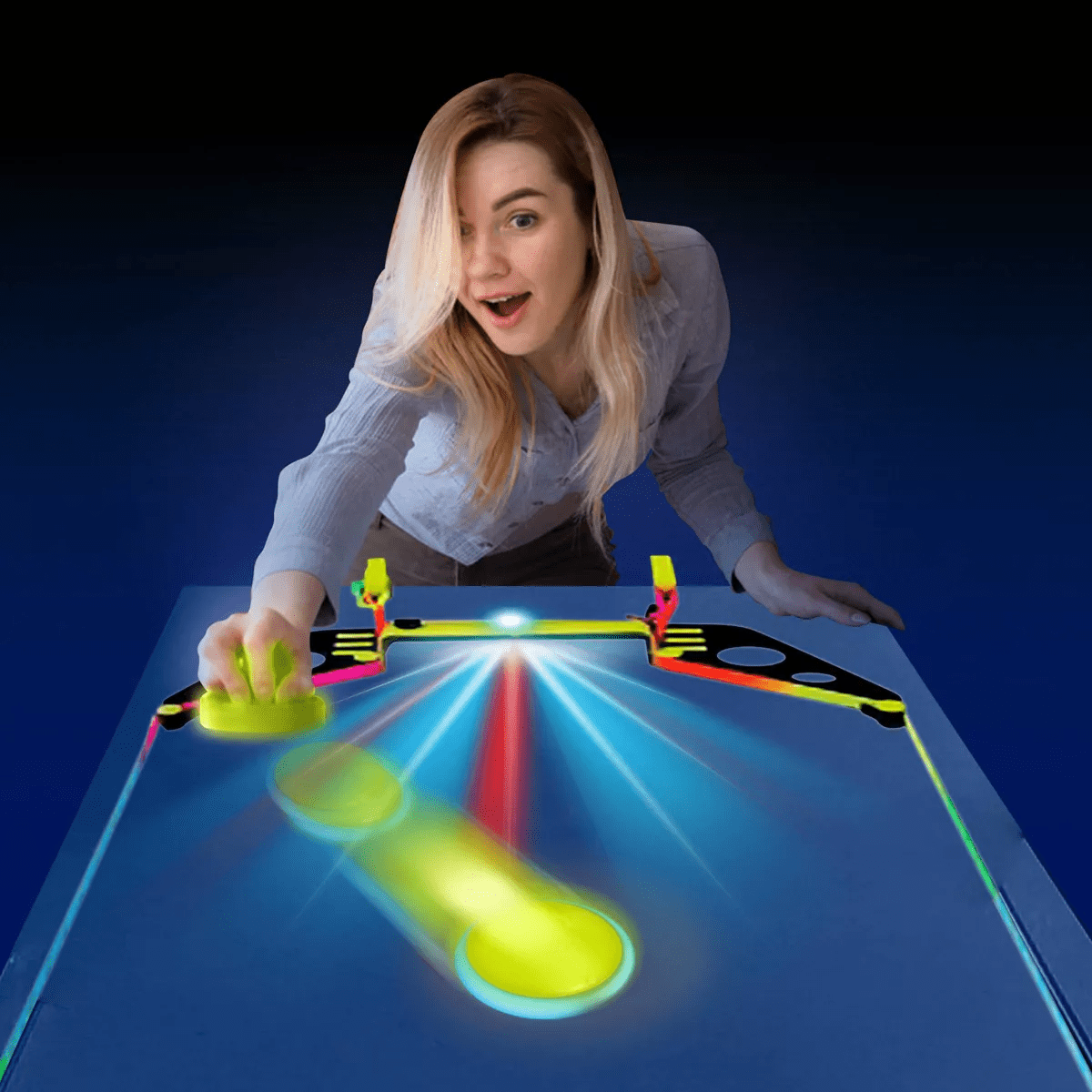 Glow Games Table Air Hockey: LED Light Battery-Powered, Ages 5+, 2 Players - Image 4