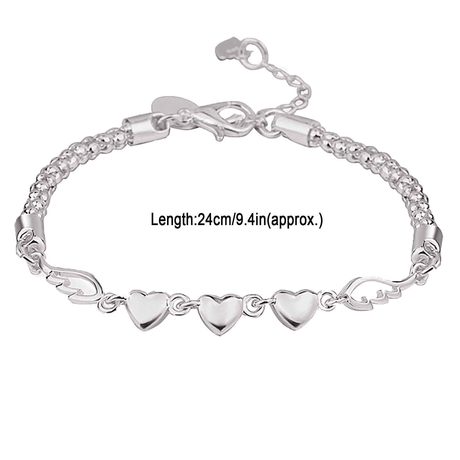 50% off Clearance Women'S 925 Sterling Silver Charm Love Heart Wings Bracelet Bangle Jewelry,1Pc - Image 3