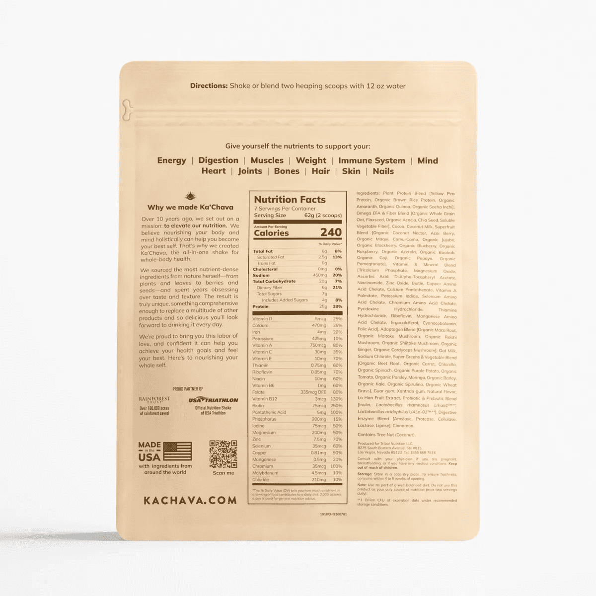 Ka'Chava All-In-One Plant Based Nutrition Shake Powder - Chocolate - 15.31Oz - Image 2