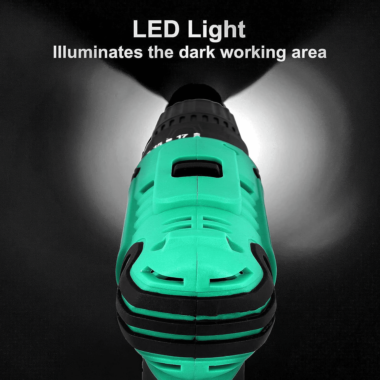 20V Cordless Drill, Electric Power Drill Set with 1 Battery & Charger, 3/8" Keyless Chuck, 2 Variable Speed & LED Light, 266 In-Lb Torque, 25+1 Position and 34Pcs Drill/Driver Bits(Green) - Image 4