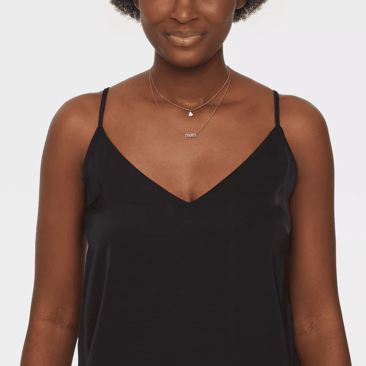 14K Gold Dipped "Mom" and Cubic Zirconia Heart Multi-Strand Pendant Necklace - Gold: Nickel-Free, Gift Box Included - Image 2