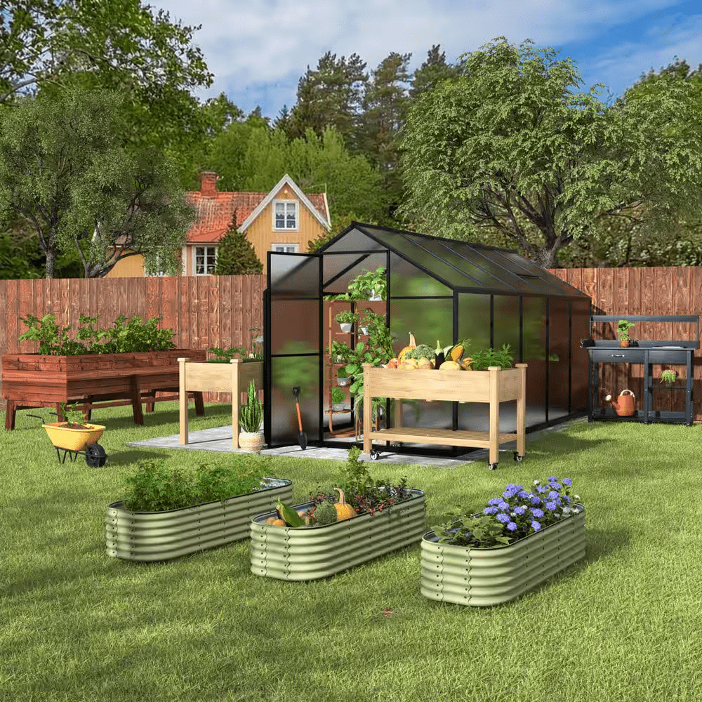 8 Ft. X 2 Ft. X 2 Ft. Galvanized Steel Raised Garden Bed 9-In-1 Planter Box Outdoor, Green - Image 4