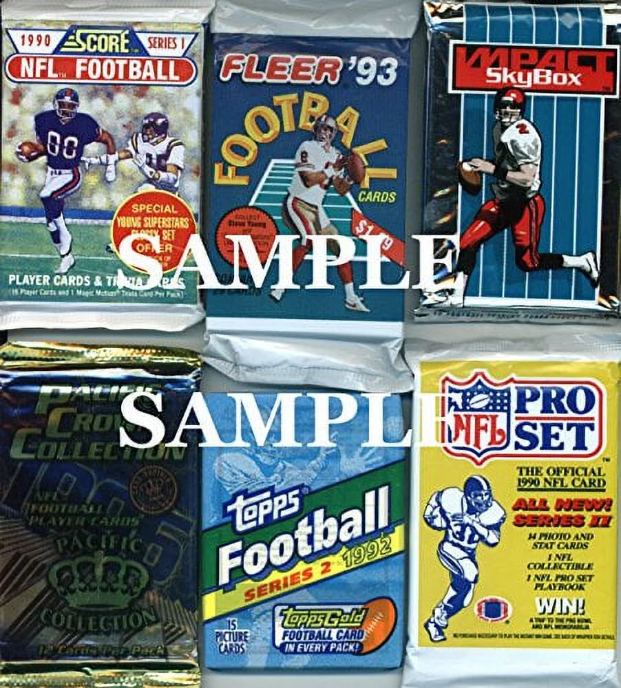 100 Vintage Football Cards in Old Sealed Wax Packs - Perfect for New Collectors - Image 2
