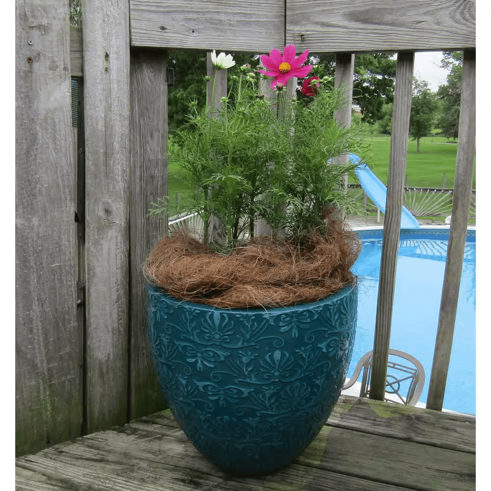 15.1 In. Aurelia Large Blue Pantina Decorative High-Density Resin Planter (15.1 In. D X 14.2 In. H) - Image 3