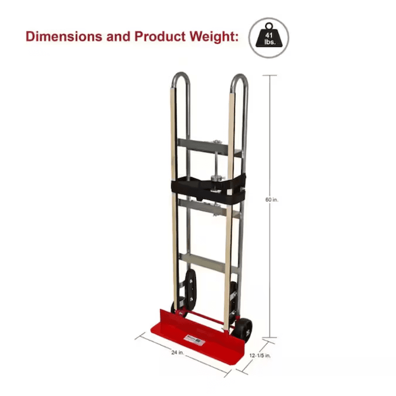 800-Lbs. Capacity 2 -Wheel Silver Aluminum Appliance Hand Truck - Image 6