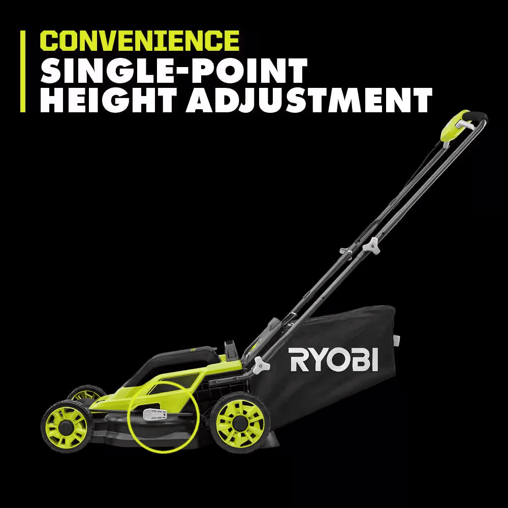 ONE+18V 13 In. Cordless Battery Walk behind Push Lawn Mower W/ Weatherproof UV Resistant Cover, 4.0 Ah Battery & Charger - Image 6