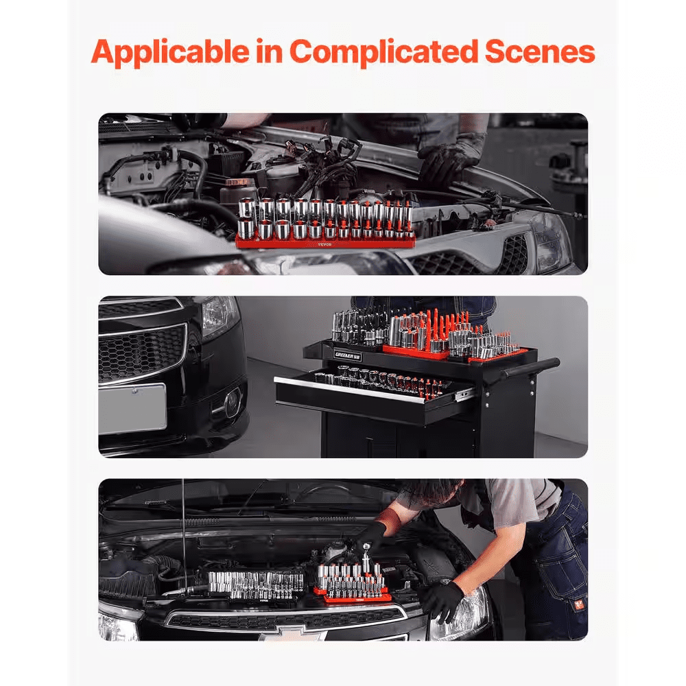 Socket Organizer Set, 8PCS High-Rod Socket Holder, 1/4 In., 3/8 In. & 1/2 In. Metric SAE Socket Trays - Image 6