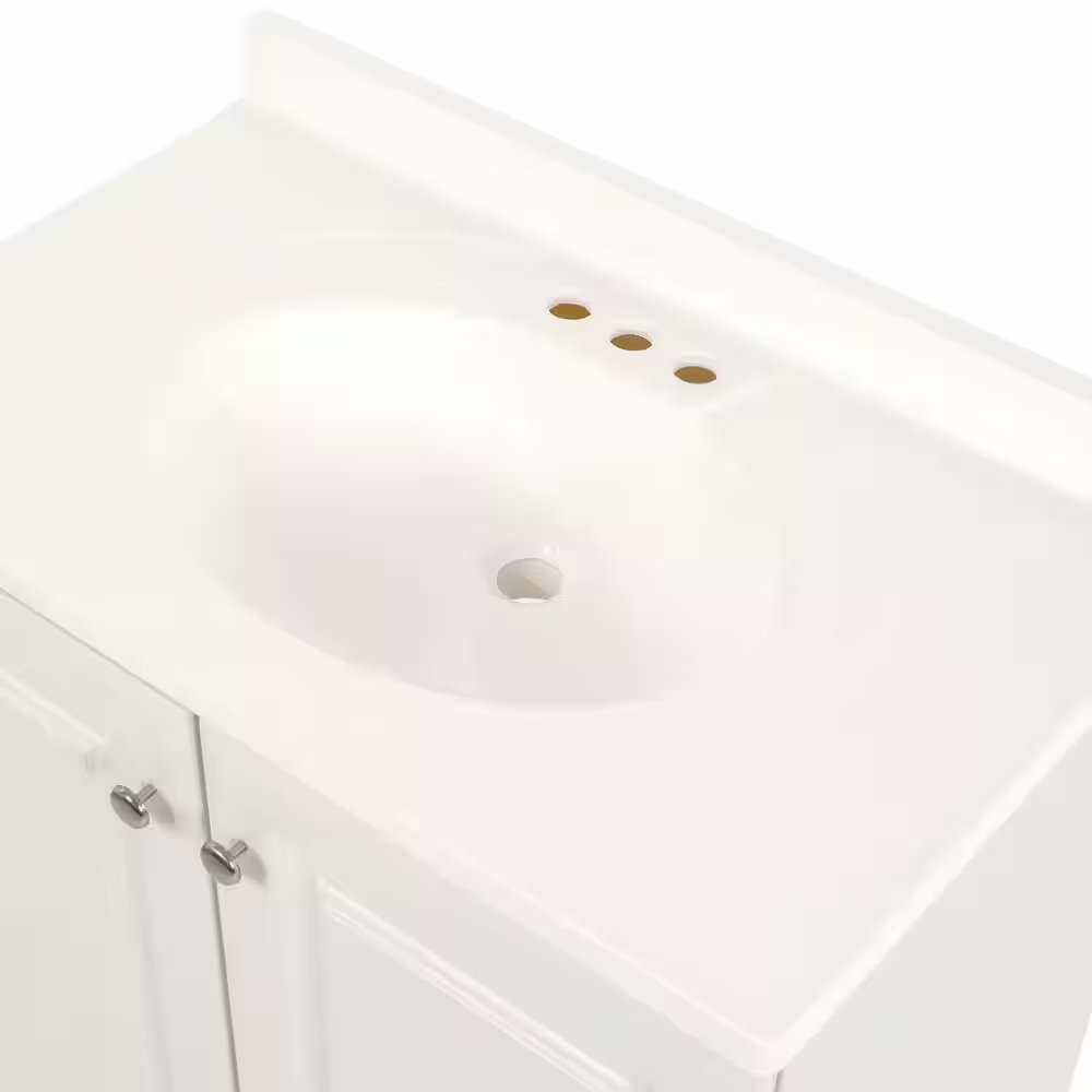 31 In. Single Sink White Bath Vanity with White Cultured Marble Top (Assembled) - Image 12