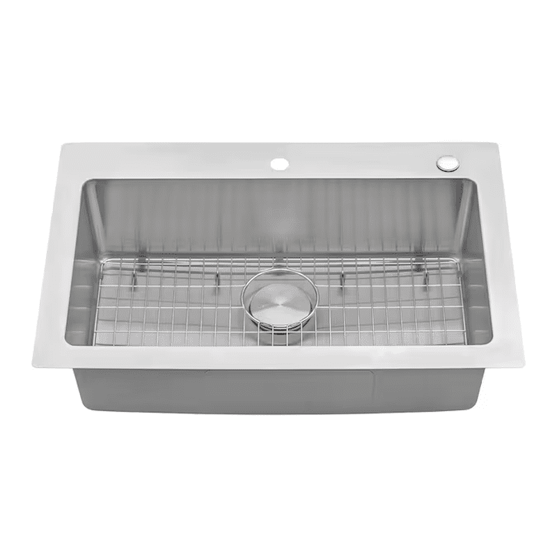 Modena Drop-In 33-In X 22-In Stainless Steel Single Bowl 16 -Gauge Kitchen Sink - Image 8