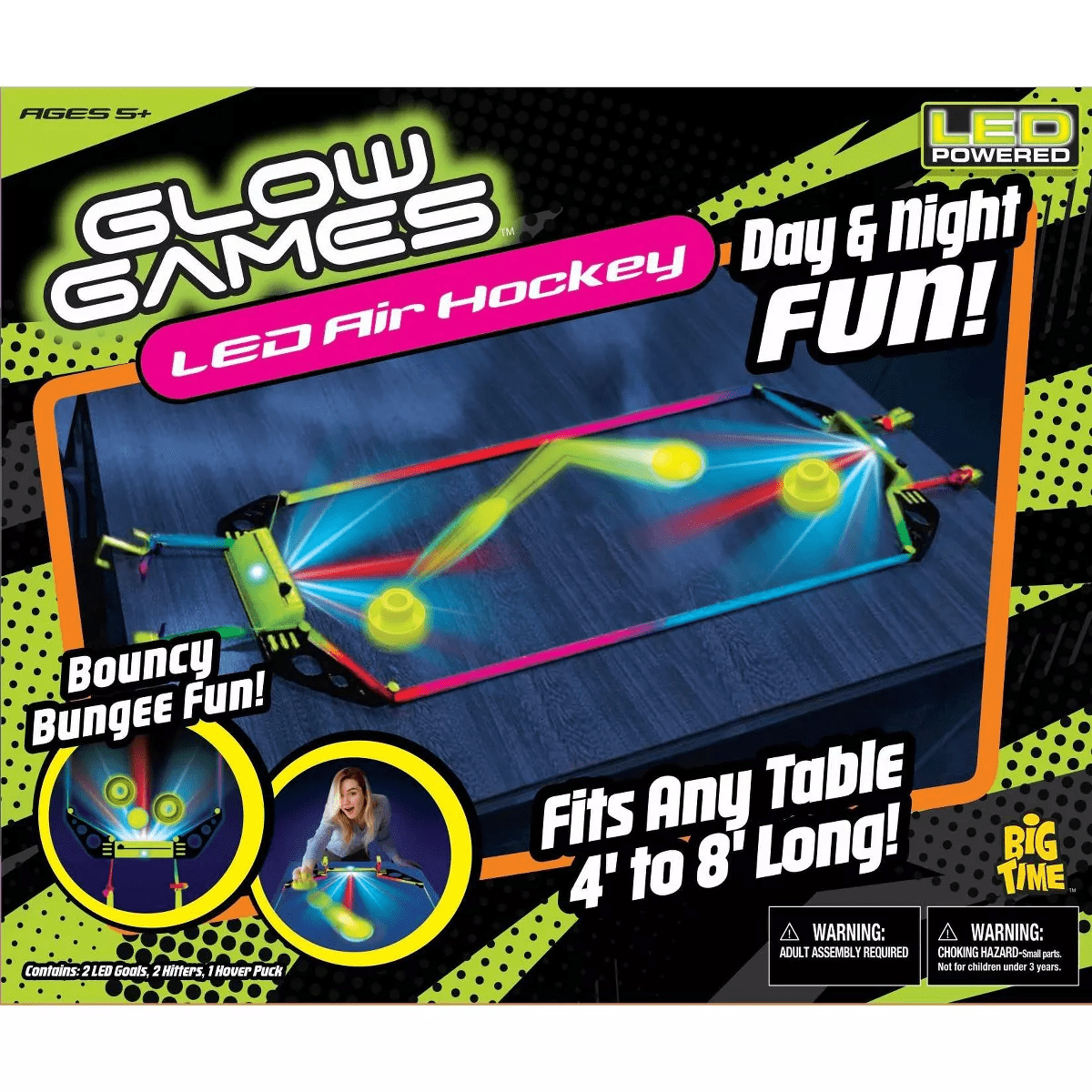 Glow Games Table Air Hockey: LED Light Battery-Powered, Ages 5+, 2 Players