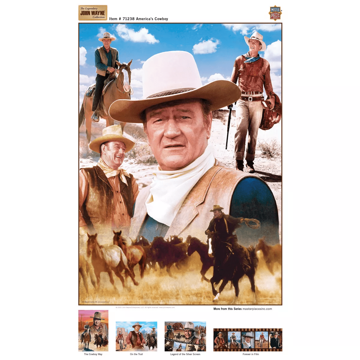 Masterpieces 1000 Piece Puzzle - America'S Cowboy Theme - John Wayne Adult Jigsaw Collage - Image 5