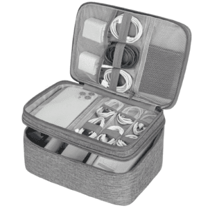 Cable Organizer Bag, Small Electronics Organizer Bag, Travel Storage Case with Handle for Phone Cord Electronics Accessories, Carrying Tech Bag, Powerbank, Hard Drive, Cables Adapter, Makeup Brush