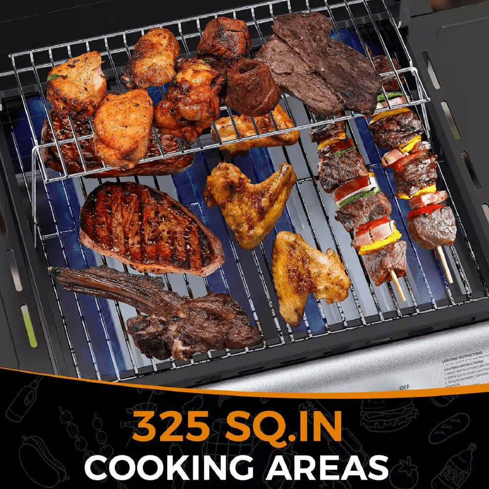 2 Burner Stainless Steel Portable Propane Gas Grill in Black - Image 4