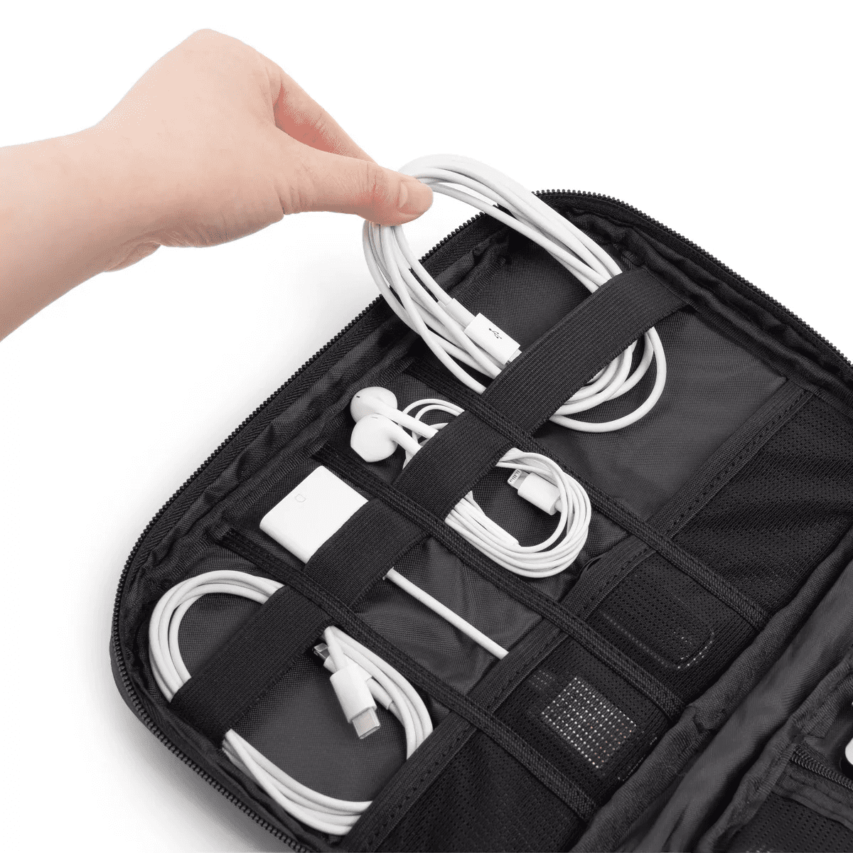 PAVILIA Soft Electronic Organizer Travel Case, Medium Cable Tech Storage Pouch Cord Bag, Charger Accessories Essentials - Image 4