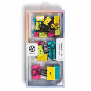U Brands 25Ct Assorted Size Binder Clips Bright and Happy: Steel Office Supplies, Multicolor, Clips & Fasteners