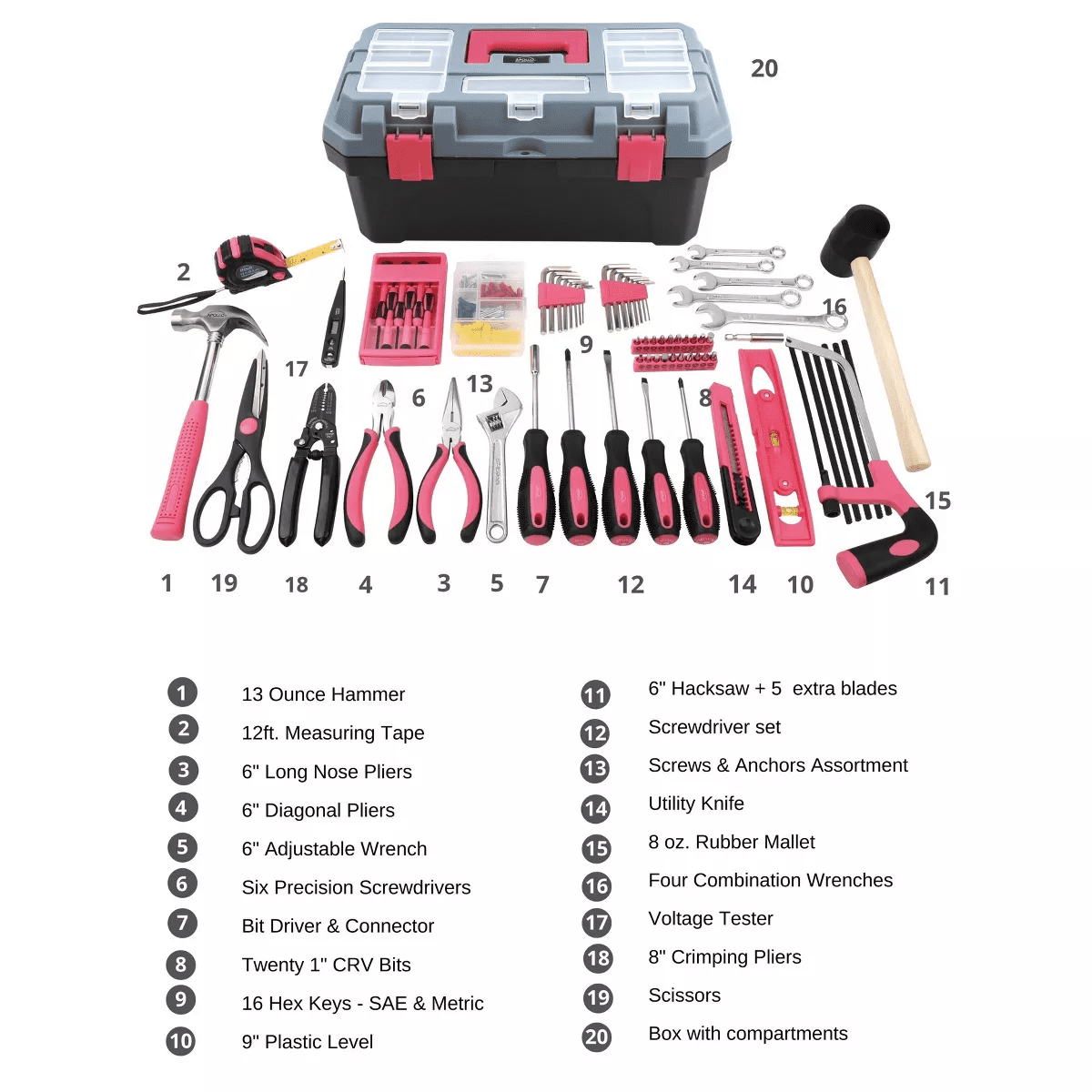 Apollo Tools 170Pc Household Tool Kit with Tool Box - Image 3