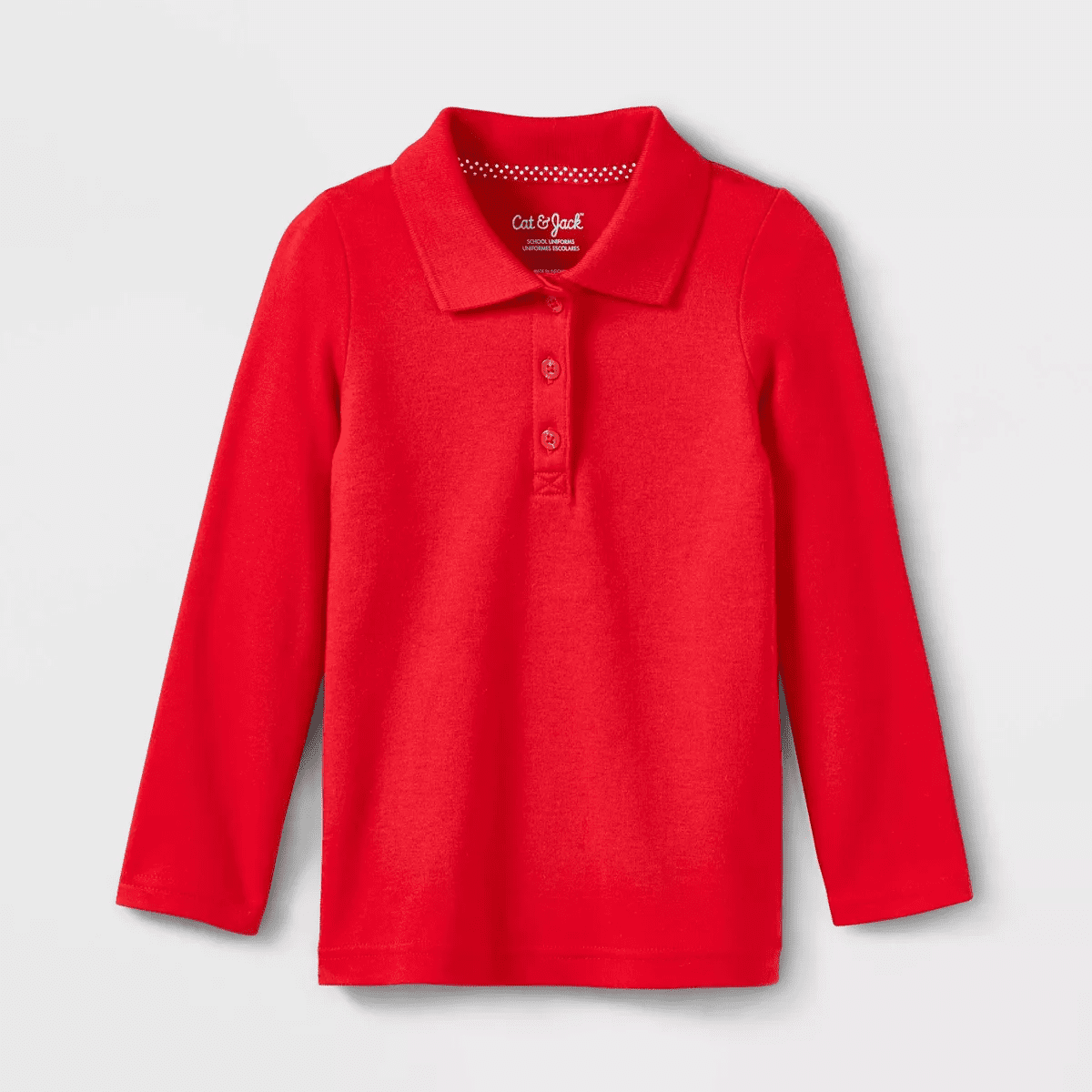 Toddler Girls' Long Sleeve Interlock Uniform Polo Shirt - Cat & Jack™ - Image 2