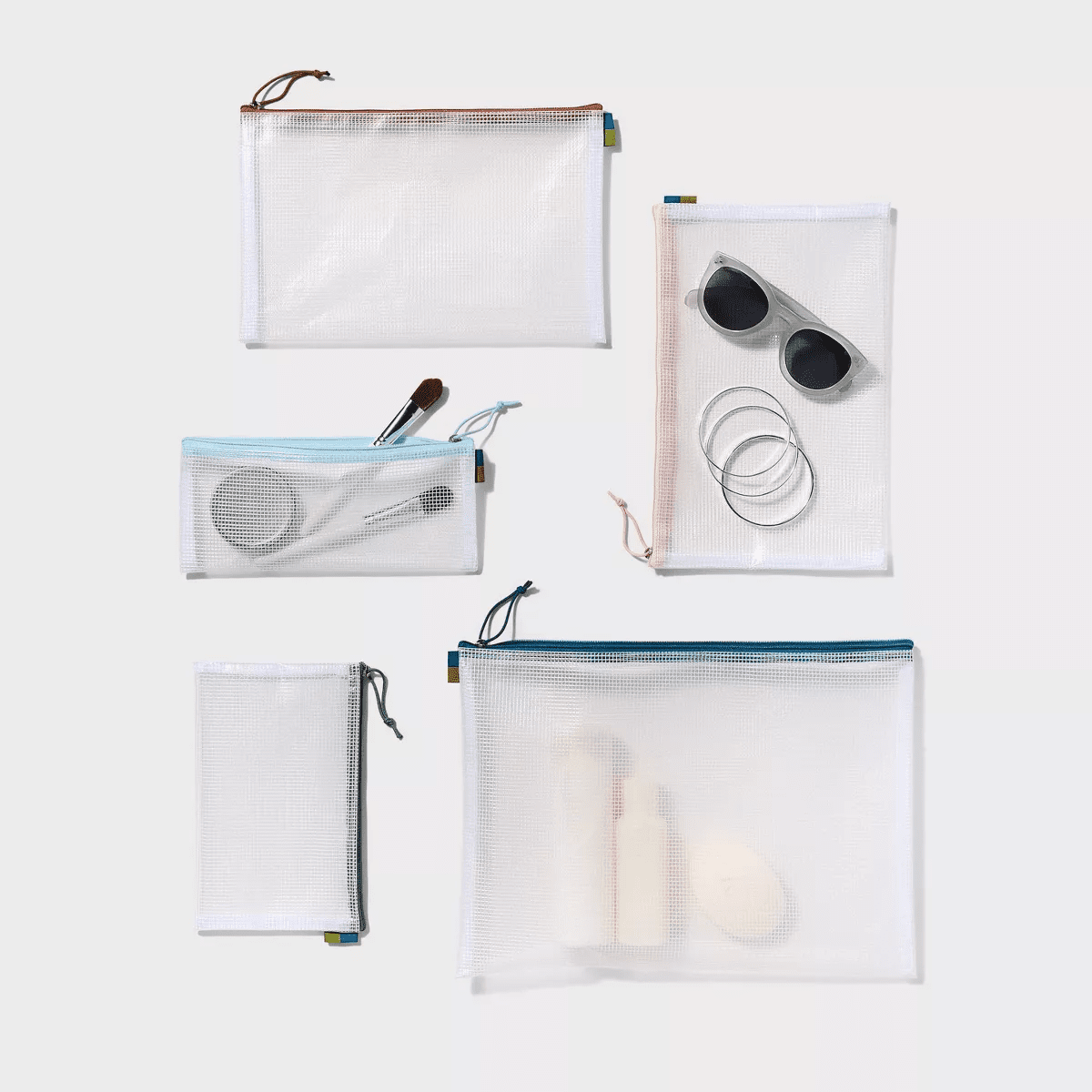 5Pc Clear Toiletry Set - Open Story™️: Travel Cosmetic Storage Pouches - Image 2