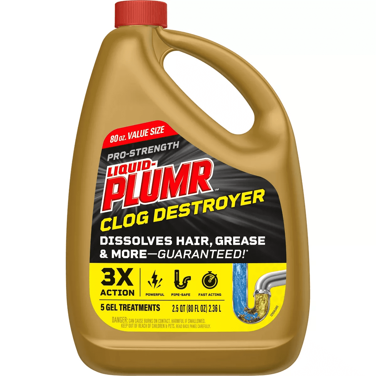 Liquid-Plumr Pro-Strength Full Clog Destroyer plus Pipeguard - 80 Fl Oz - Image 2