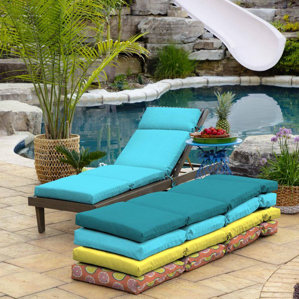 21 In. X 72 In. Outdoor Chaise Lounge Cushion in Pool Blue Leala - Image 8