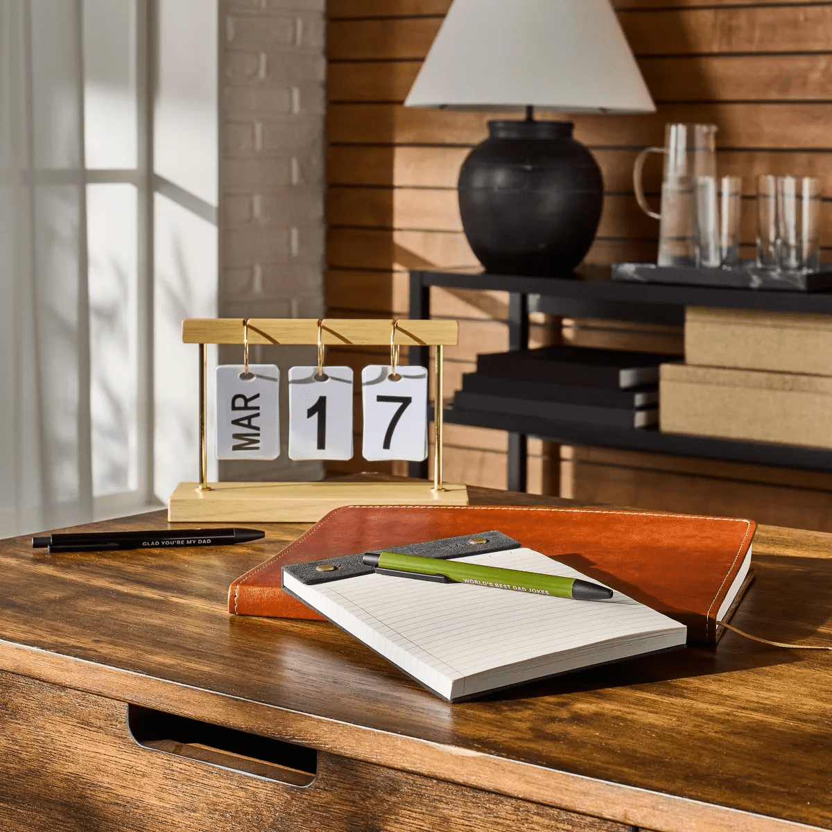 Rubber Wood Desk Calender Natural Wood - Threshold™: Office Supplies Desk Organizer, Brown Rubberwood, 7.5" Width - Image 2