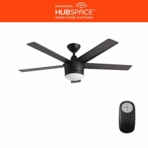 Merwry 52 In. Integrated LED Indoor Matte Black Ceiling Fan with Hubspace Remote Control Works with Google and Alexa