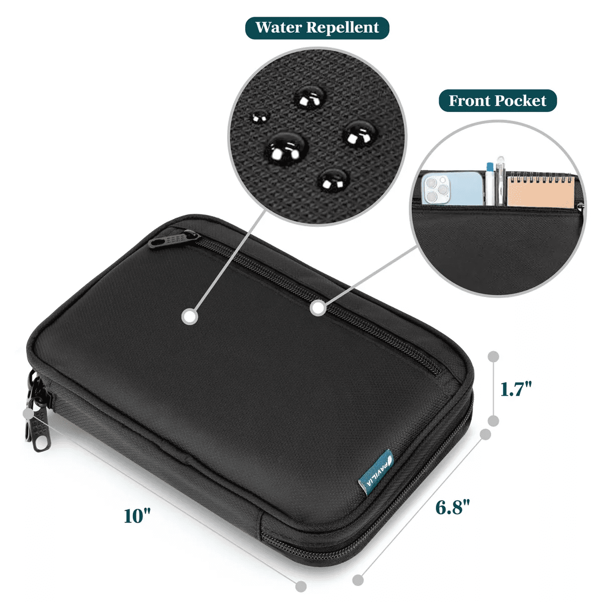 PAVILIA Soft Electronic Organizer Travel Case, Medium Cable Tech Storage Pouch Cord Bag, Charger Accessories Essentials - Image 2