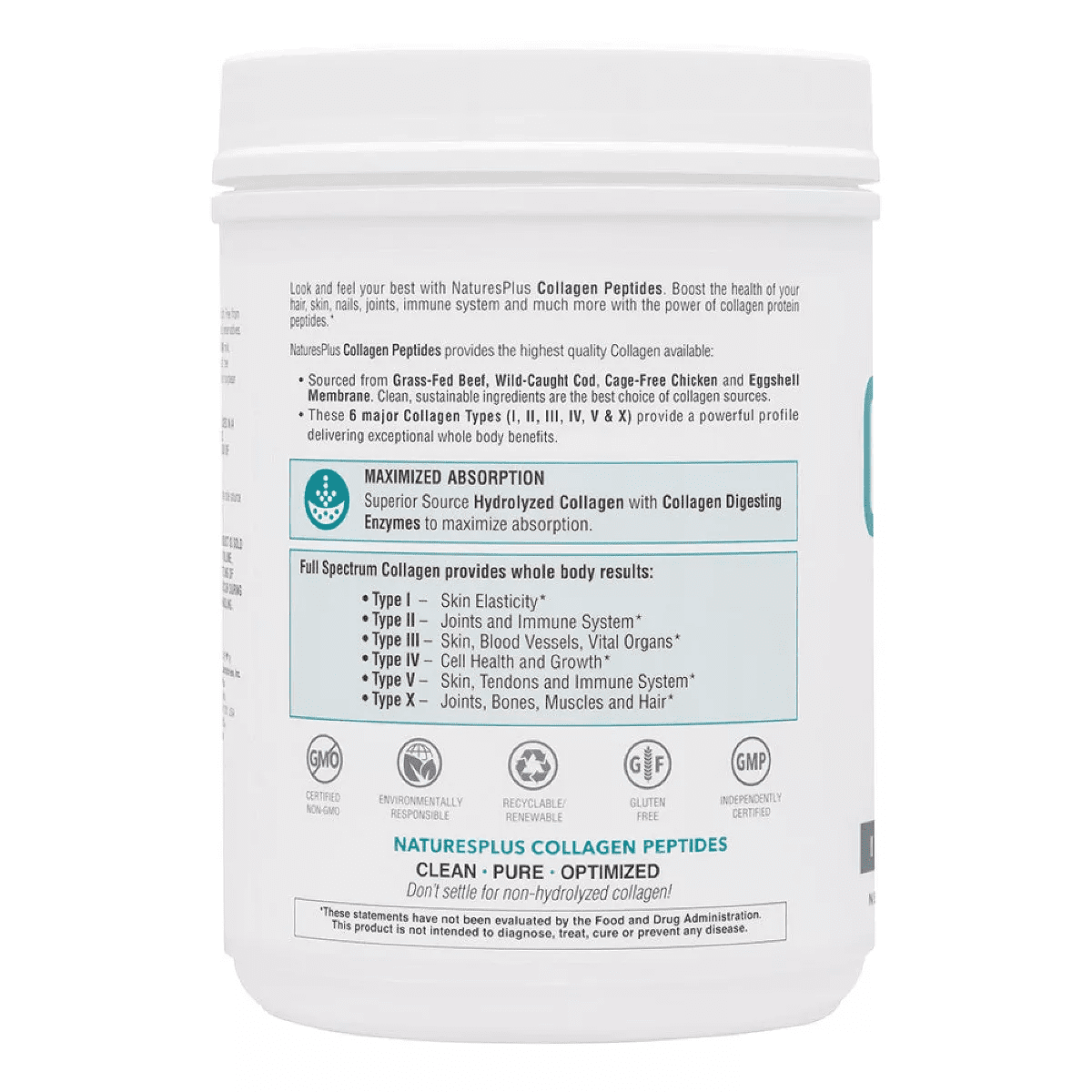 Collagen Peptides by Nature'S plus - 1.30 Lb (588 G) Powder - Image 3