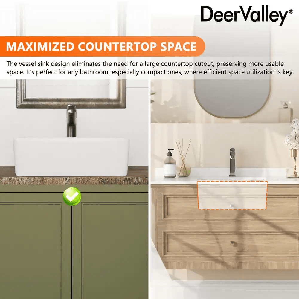 Liberty 16 In.X 12 In. Vessel Bathroom Sink in White Ceramic, Faucet Not Included - Image 10