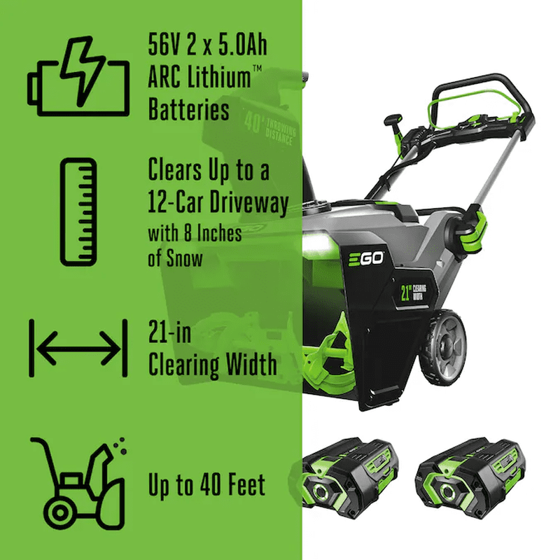 POWER+ 56-Volt 21-In Single-Stage Push Battery Snow Blower 5 Ah (Battery Included) (Charger Included) - Image 3
