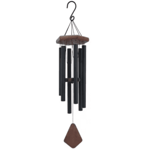 30 In. Black Aluminium Wind Chime with Wind Catcher Outdoor Garden Patio Decoration