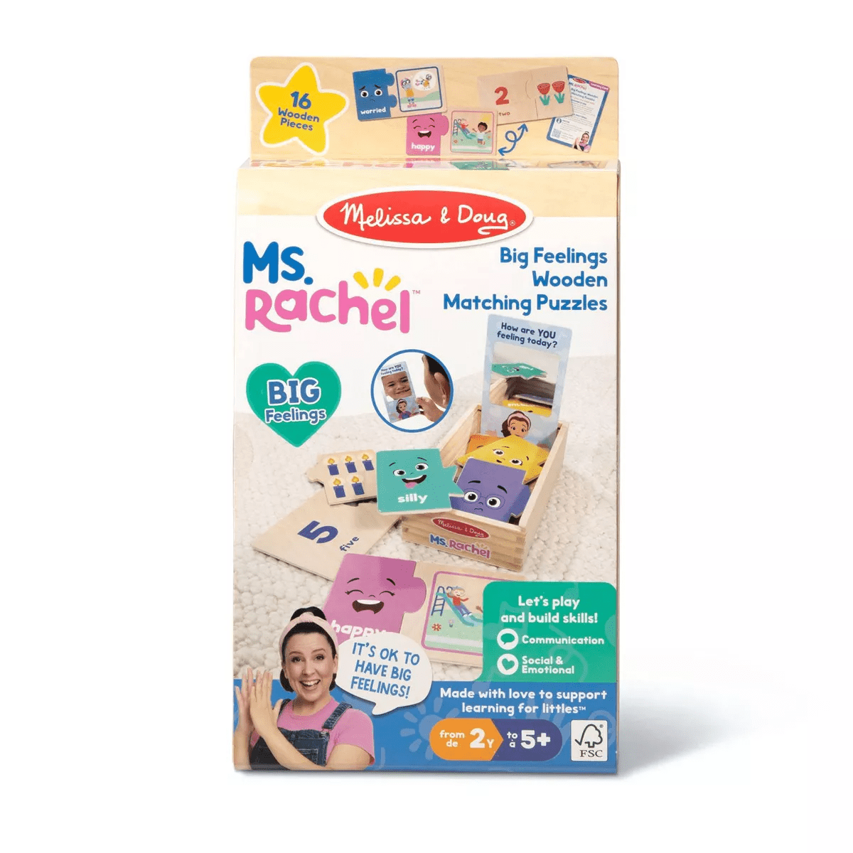Melissa & Doug Ms. Rachel Big Feelings Puzzles - 16Pc: Educational Wooden Toy for Emotional & Sensory Development - Image 3