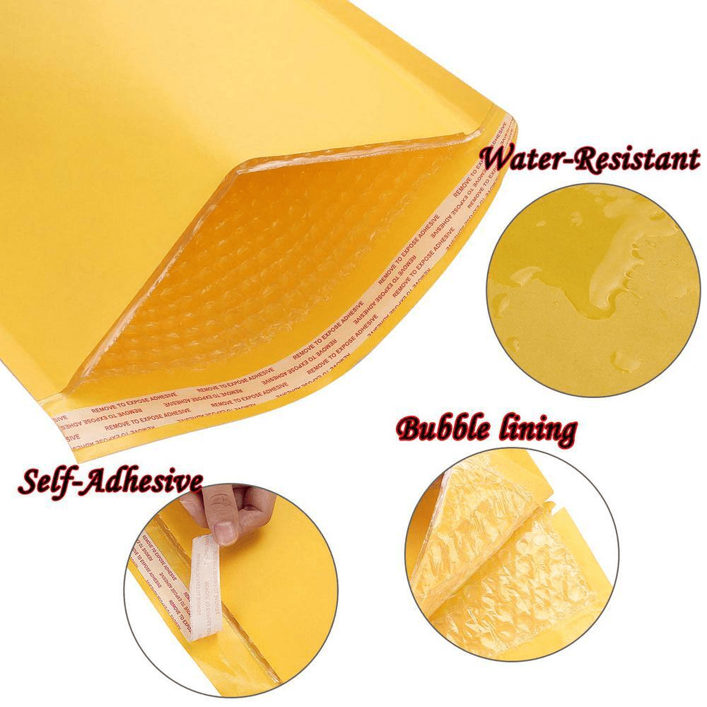 25 Pcs 10 In. X 13 In. Yellow Bubble Mailers, Self Seal Padded Envelopes Shipping Envelopes for Shipping Packaging - Image 3