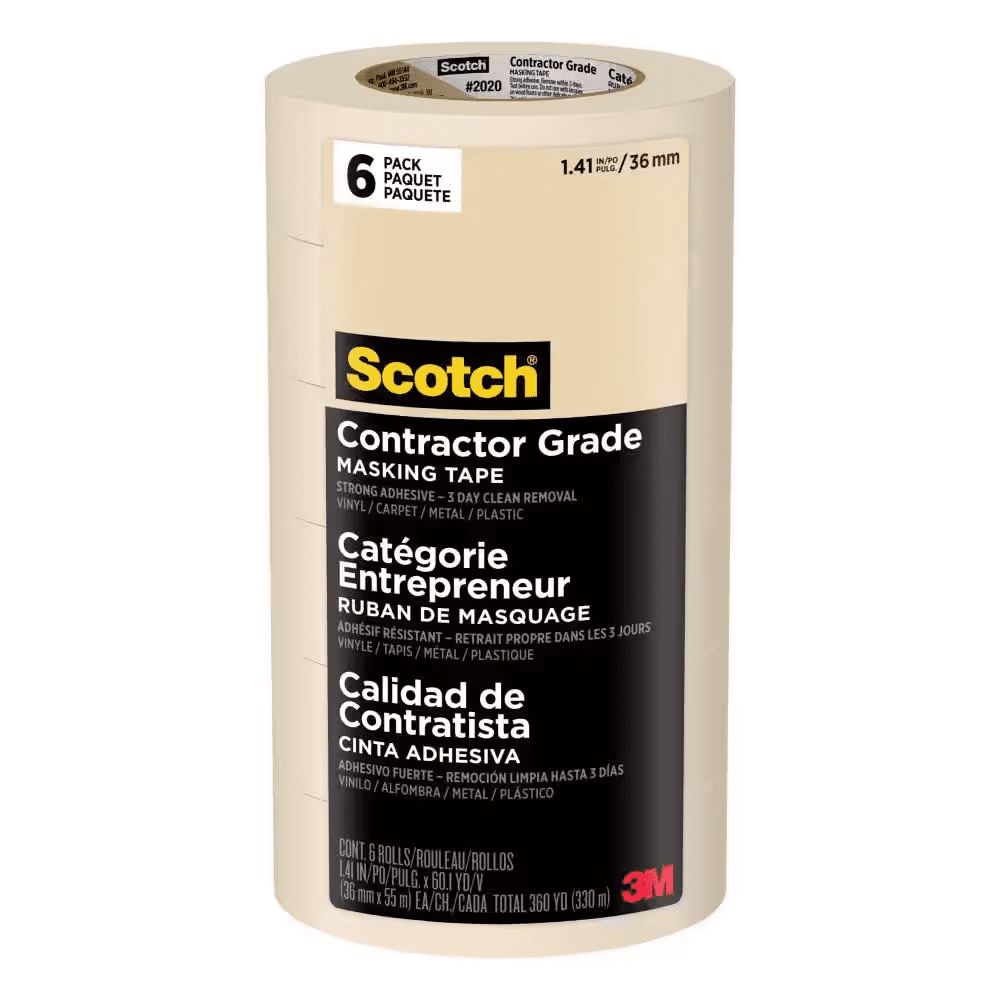 Scotch 1.41 In. X 60.1 Yds. Multi-Surface Contractor Grade Tan Masking Tape (6 Rolls) - Image 8