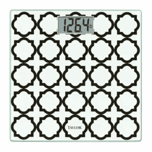 Taylor® Precision Products Digital Glass room Scale with Black/White Lattice, 400-Lb. Capacity in Multicolored