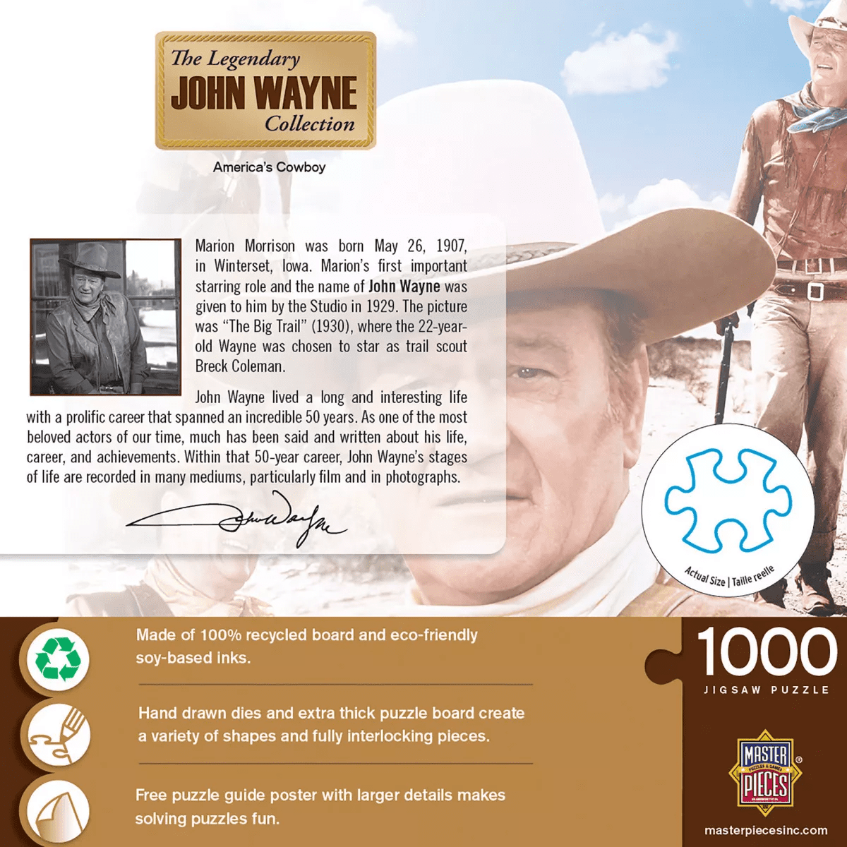 Masterpieces 1000 Piece Puzzle - America'S Cowboy Theme - John Wayne Adult Jigsaw Collage - Image 4