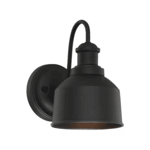 6 In. W X 9 In. H 1-Light Matte Black Hardwired Outdoor Wall Lantern Sconce with Metal Shade