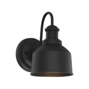 6 In. W X 9 In. H 1-Light Matte Black Hardwired Outdoor Wall Lantern Sconce with Metal Shade
