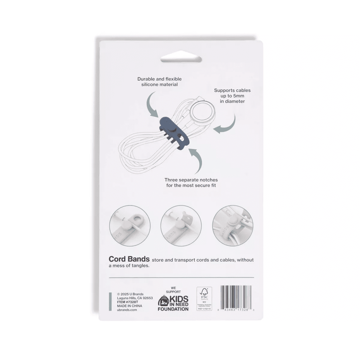 U Brands 6Ct Silicone Cord Bands - Image 3