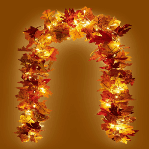Fall Maple with 40 Led Garlands for Home Wedding Party, Orange Yellow Red, 9.4 Oz