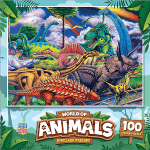 Masterpieces 100 Piece Puzzle for Kids - Dinosaur Friends - 11.5"X15"