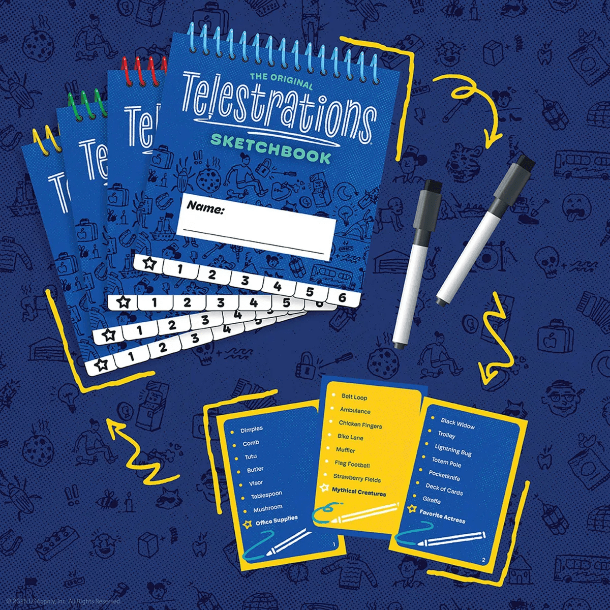 The Op Games Telestrations 6 Player Game: Social Skills Educational Party Game, Includes Cards & Dry Erase Boards - Image 4