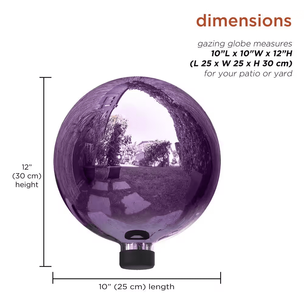 10 In. Dia. Outdoor Electric Glass Gazing Ball, Purple - Image 4