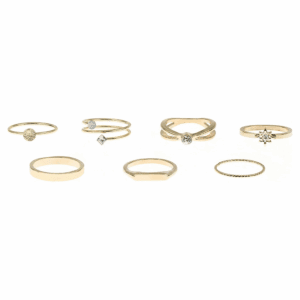 Delicate Gold-Tone Stacking Rings Set, 7-Pack
