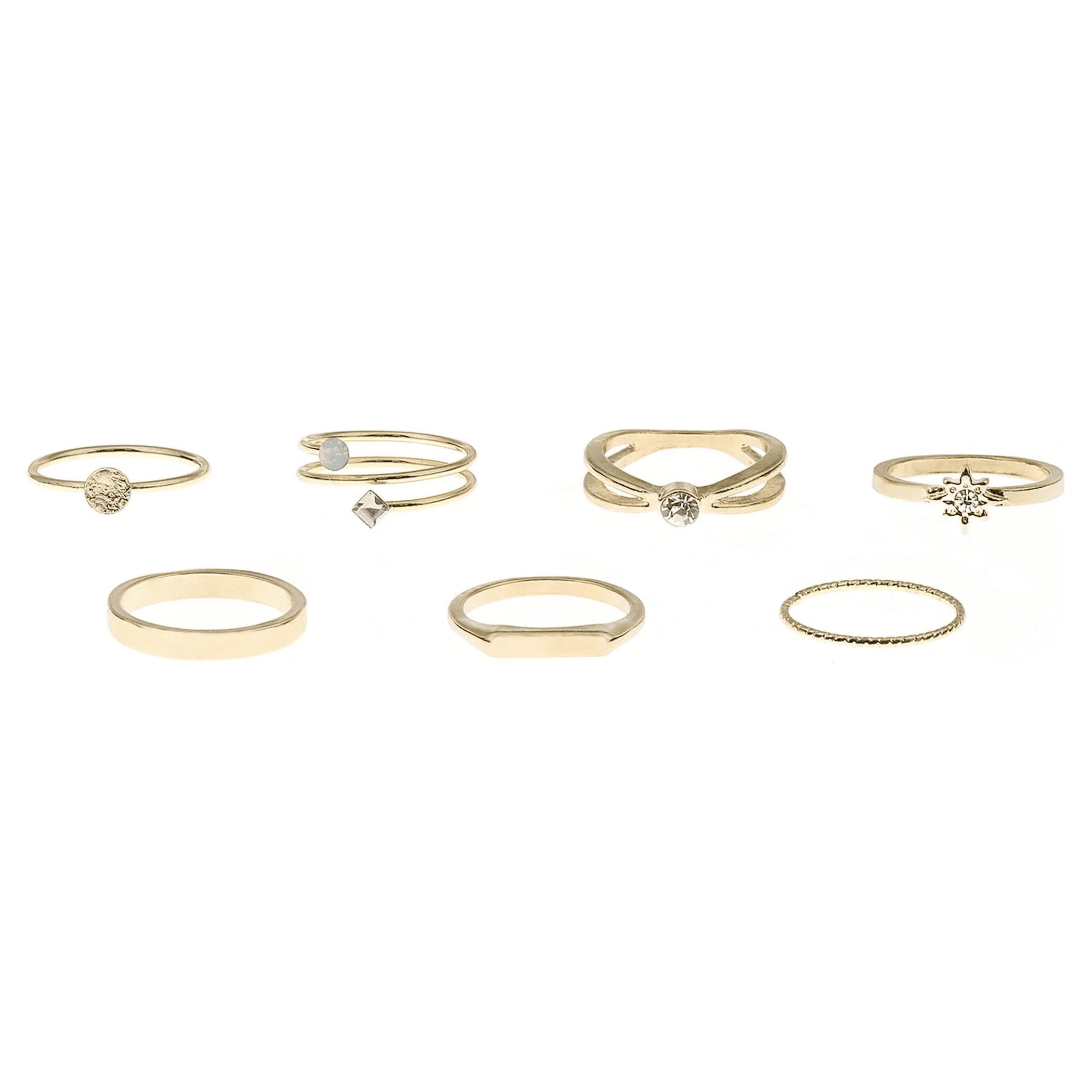 Delicate Gold-Tone Stacking Rings Set, 7-Pack