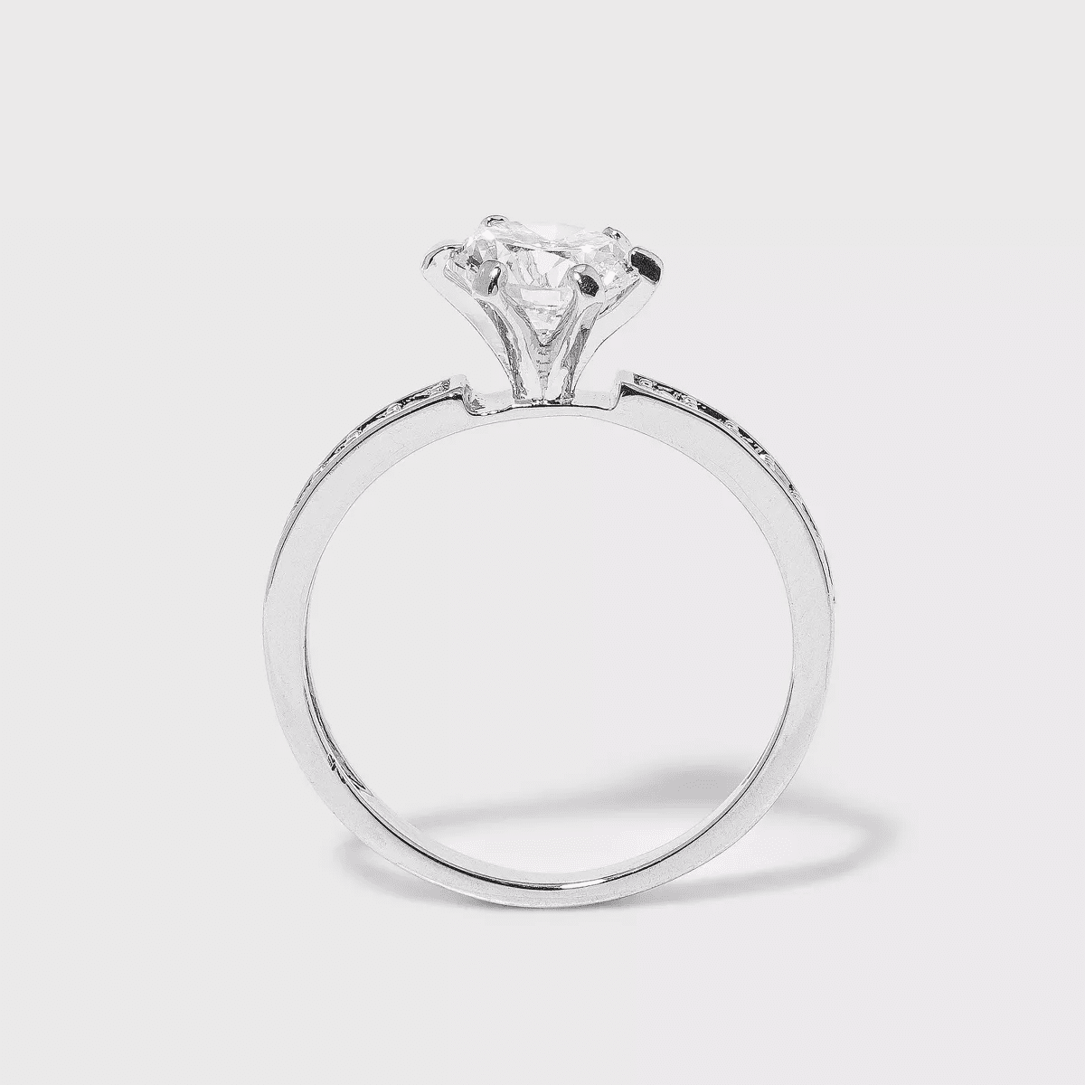 Cubic Zirconia Engagement Ring - Silver - Image 2