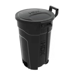 32 Gal. Black Heavy Duty Outdoor Trash Can with Wheels and Domed Lid
