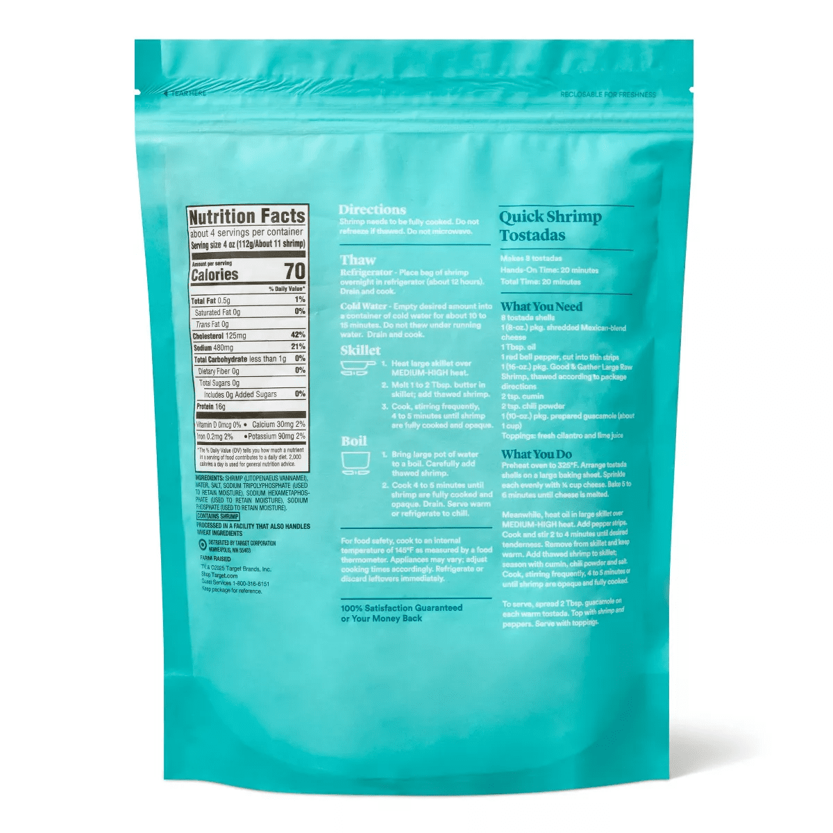 Large Tail off Peeled & Deveined Raw Shrimp - Frozen - 41-50Ct per Lb/16Oz - Good & Gatherâ„¢ - Image 2