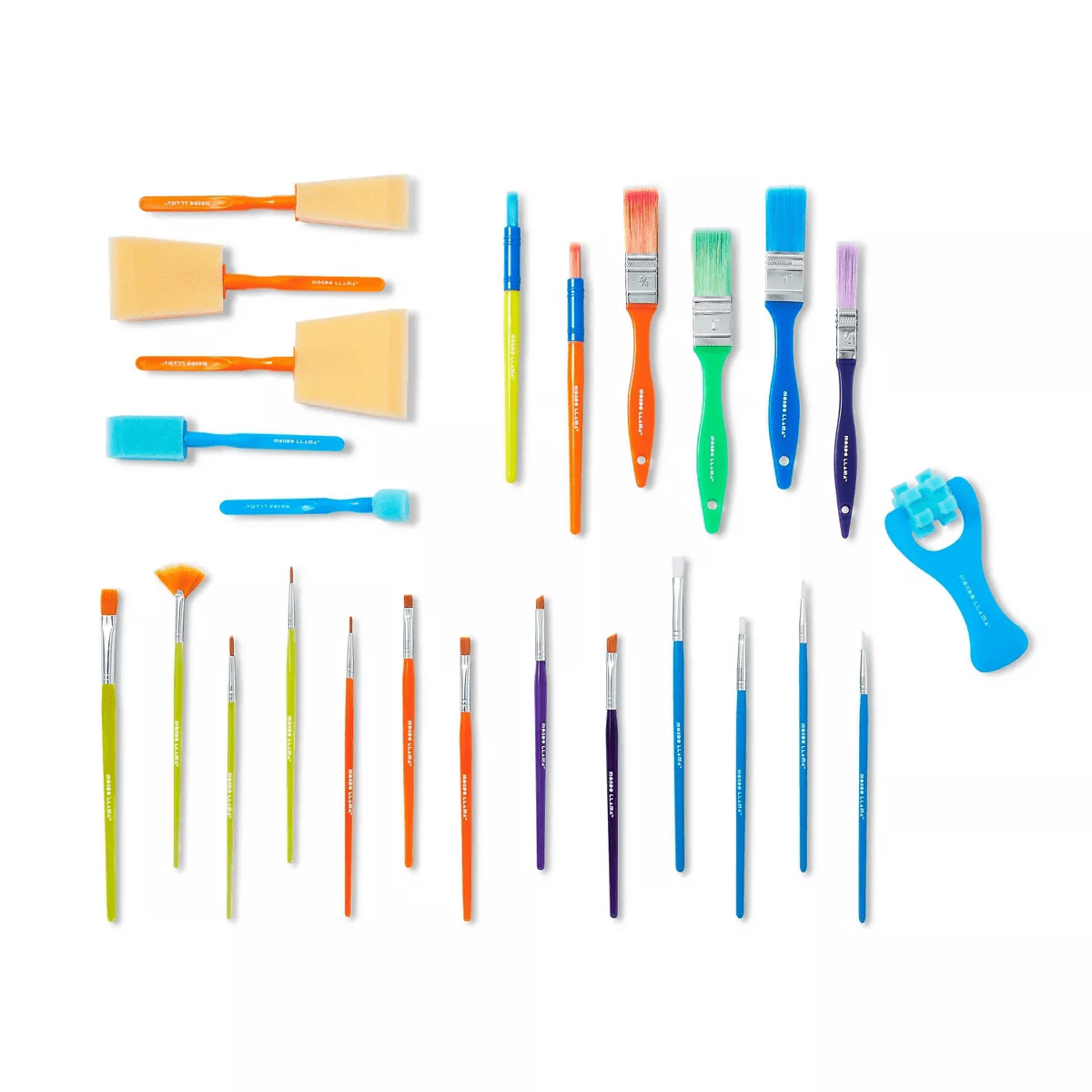 25Pc Mixed Media Tools Set - Mondo Llama™: Artist Paint Brushes & Applicators, Nylon & Wood, Multicolor, 7" Length - Image 2
